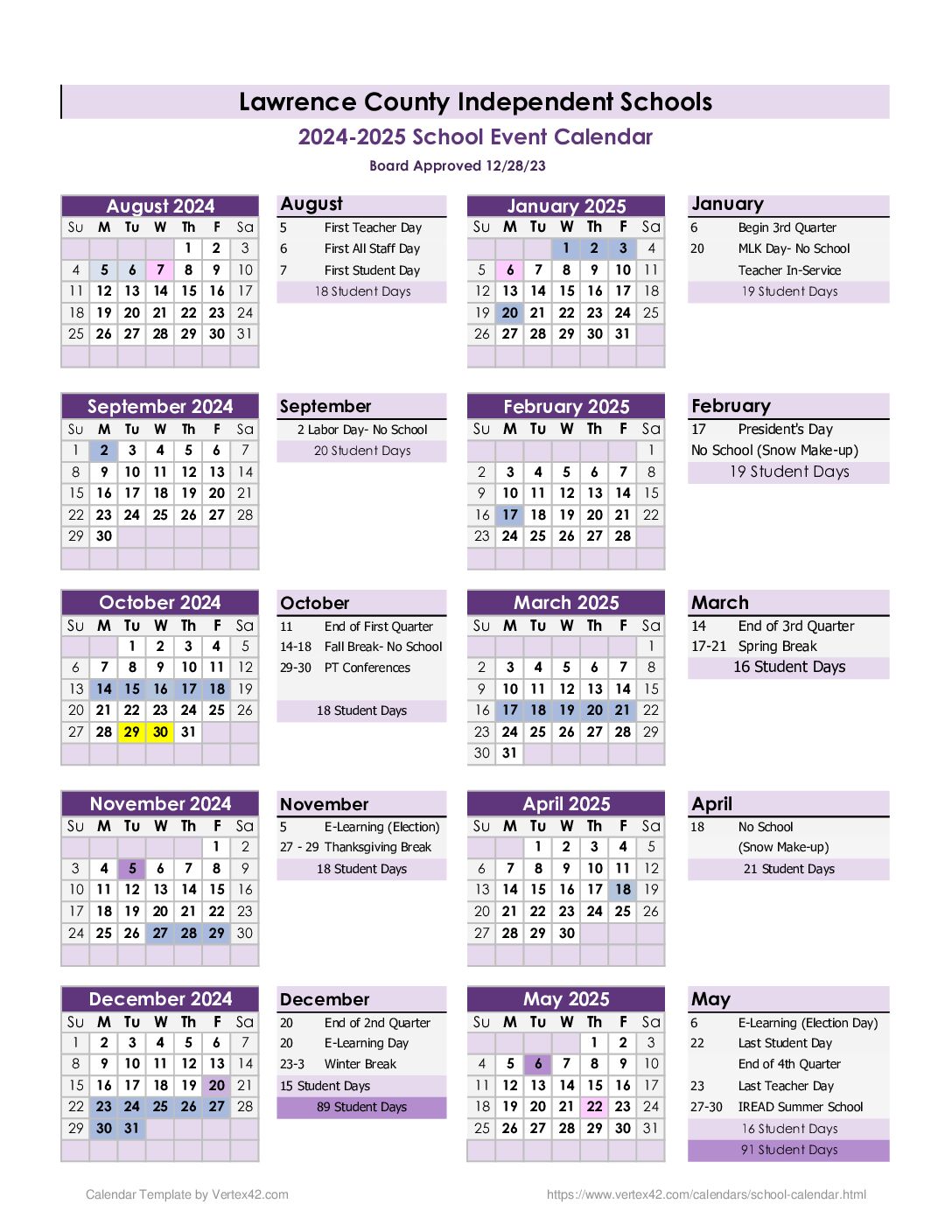2024 2025 School Calendar Board Approved 1 Pdf 